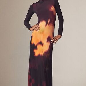 Sisters Floral Long Sleeve Maxi Dress Plum Wedding Guest Dress Size 6